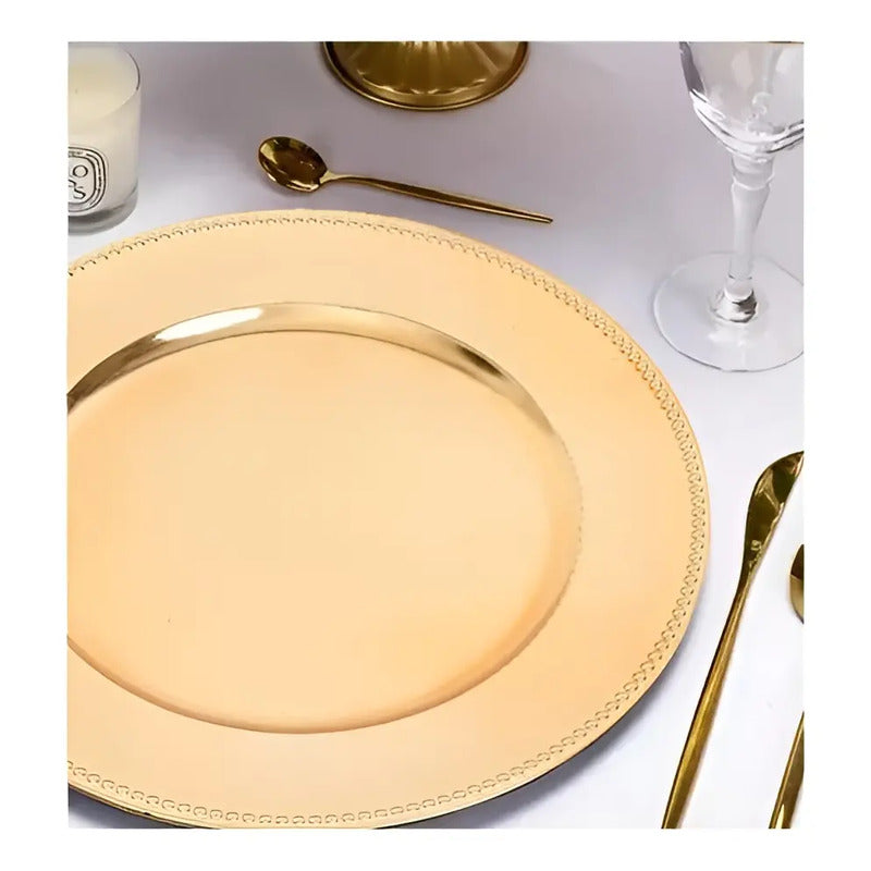 Plato Base Dorado Vajilla Navidad Juego De Plato Dorado 33cm
