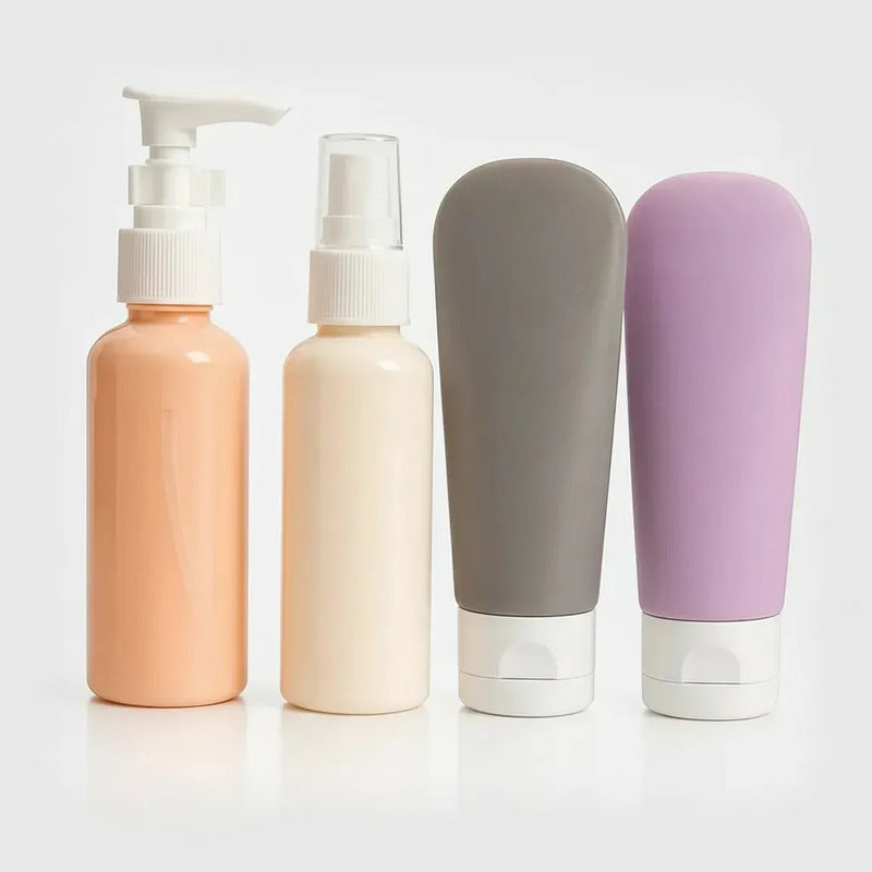 Botellas Silicona Recargables Viaje Cabina Antiderrame Tonos Pastel Suaves Modernos Viaje Liquidos Organizacion Visual Facil Identificacion Silicona Flexible Diseño Compacto Elegante