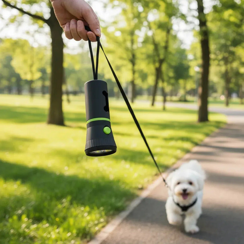 2 Dispensador Bolsas Mascotas Popo Caca Rollo Bolsas Luz Led Negro Dispensador Bolsas Mascota Linterna Led Porta Rollo Excremento Perro Gato Plastico 10 X 4 Cm Incluye Bolsas Premium