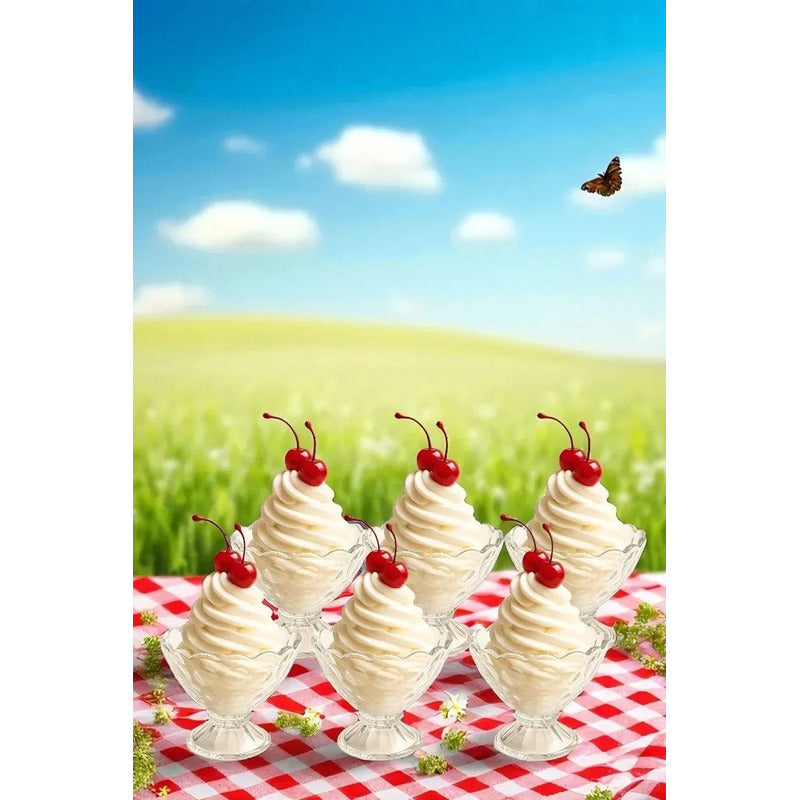 6 Copas Helado Vidrio 7 5cm Alto 9cm Diametro Boca 5 5cm Base Pack 6 Vasos Postre Transparente Apto Lavavajillas Cristaleria Resistente Dulces Cocteles Heladeria Hogar Cocina