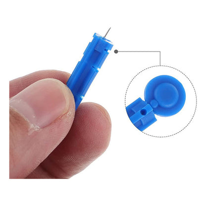 X100 Lancetas Agujas Medidor De Insulina Lancetas Estériles  Azul Claro