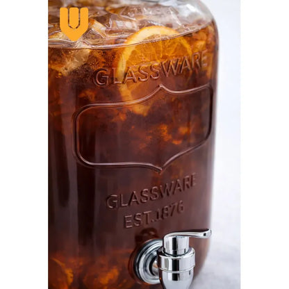 X2 Dispensador Premium Vidrio 4 Litros Grifo Fiestas Eventos Dispensador Bebidas Vidrio 4l Frasco Jugo Agua Fiestas Hogar Canilla Servicio Mesa Transparente