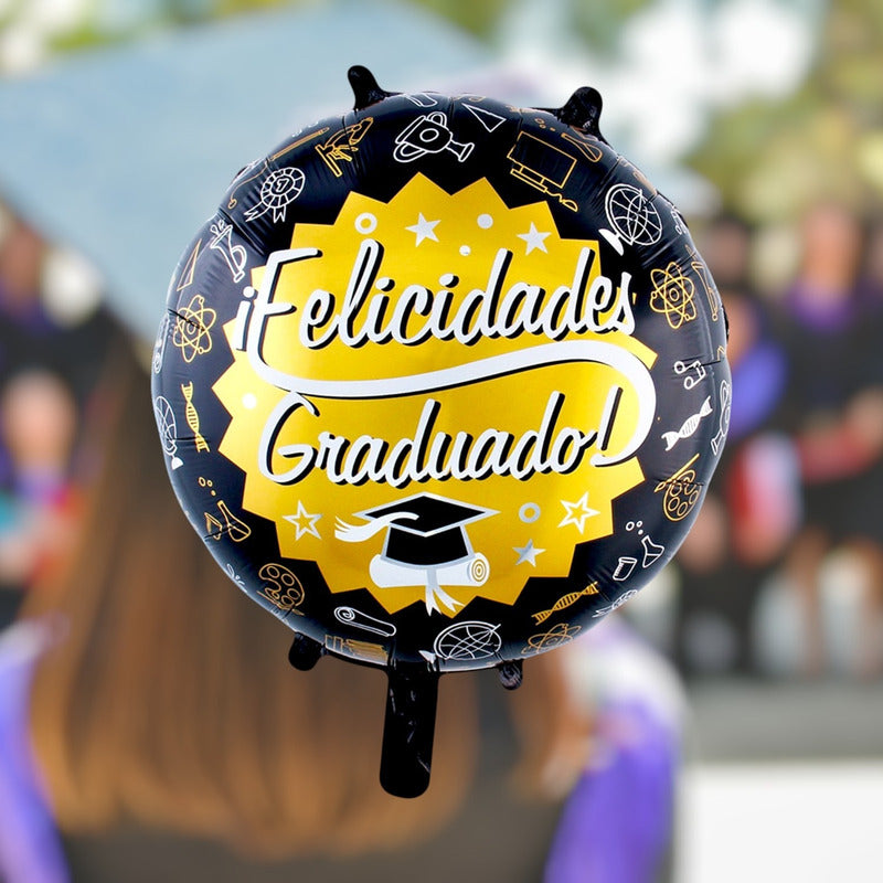 Globo Redondo Metalizado Graduación Decoracion Grado Fiesta