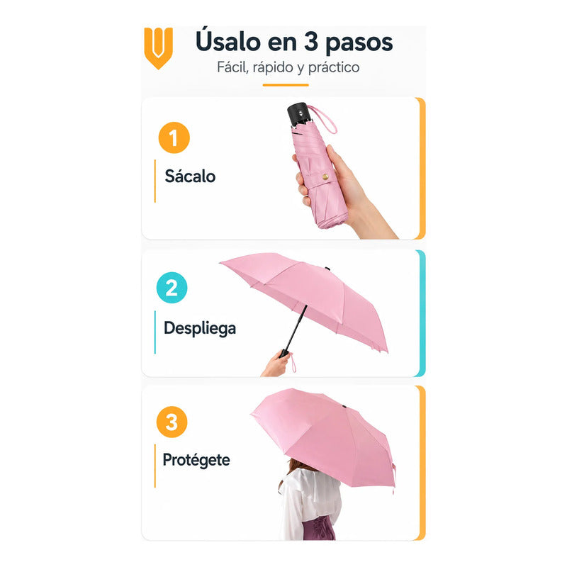 Sombrilla Plegable Retractil Lluvia Imprevista Estilo Confor