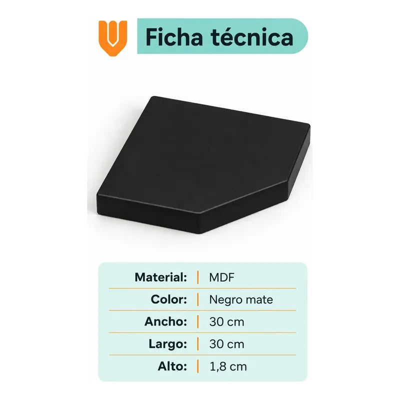Repisa Esquinera Flotante Mdf Negro 30x30 Cm Vitrineon Cl Negro Repisa Esquinera Flotante Estante Mdf Marrón Decoración Rincón Pared Hogar Plantas Adornos Fotografías Living 30x30