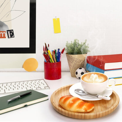 Plato Bambu Redondo Platos Madera Bandeja Bambu Picoteo 30cm