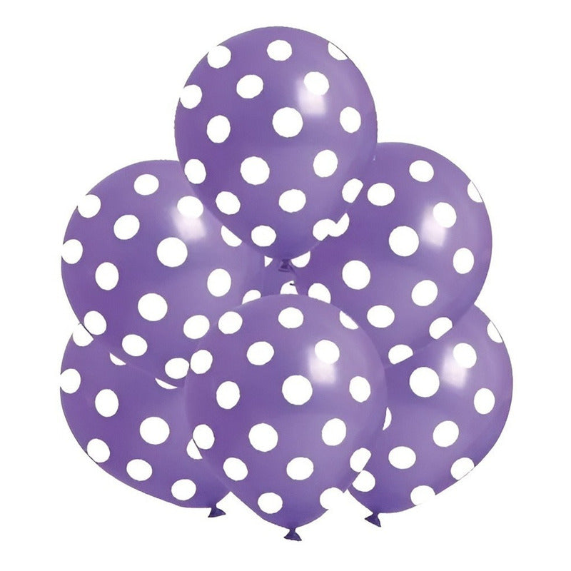 Pack X6 Globos Lunares Cumpleaños Globo Unicolor Decoracion