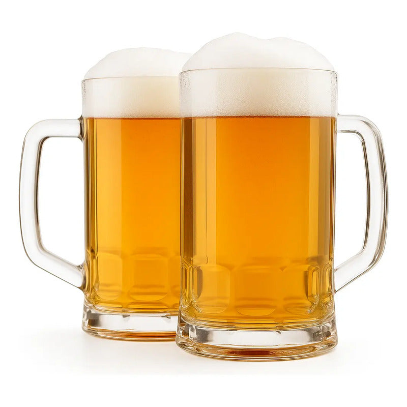 2 Vasos Cerveceros Vidrio Shoperos Shot Jarra Cerveza Transparente