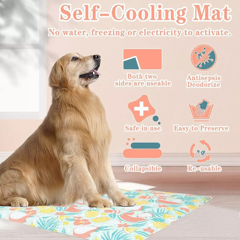 Manta Refrescante Pet Cool Mat Para Mascotas 30x40 Cm Catdog Color Verde Claro Diseño Frutas