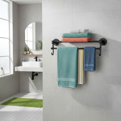 Toallero Doble Barra Soporte Colgador Baño Cocina 50cm