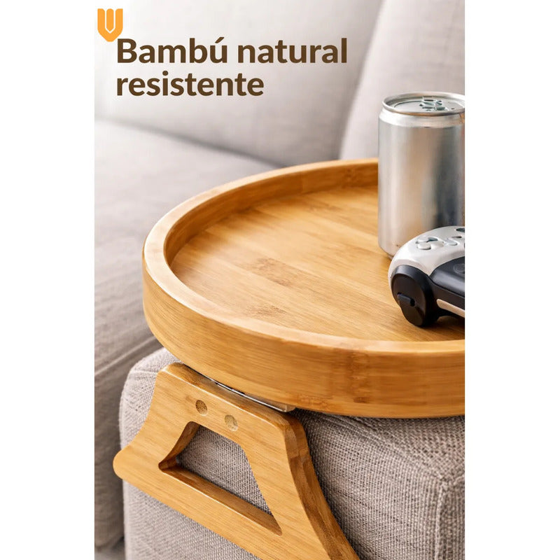 Bandeja Plegable Porta Vasos Bambu Mueble Reposabrazos Sofa Bandeja Madera Sofa Compacta Porta Vasos Antideslizante Soporte Tazas Organizador Hogar Living Bambu