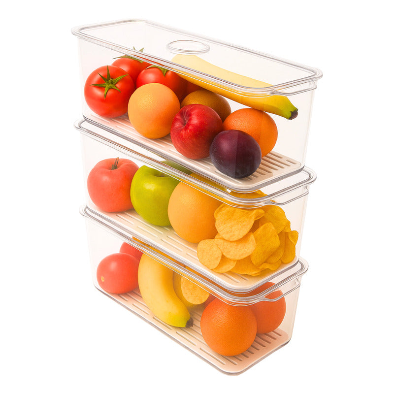X3 Caja Organizadora Refrigerador Contenedor Cocina Con Tapa Transparente