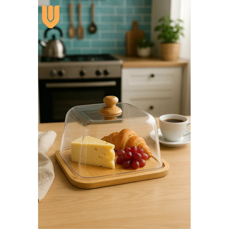 Base Cuadrada Bambu Tortas Cupcakes 30x30cm Exhibicion Pro Bambú