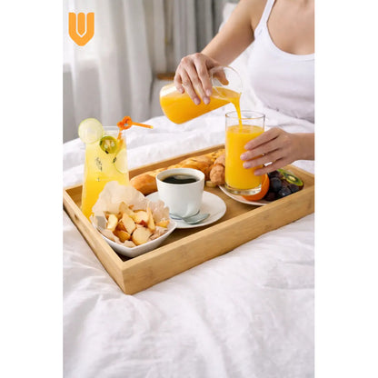 Bandeja Desayuno Bambu Cocina Cama Hogar Rectangular 40x28 Bambú