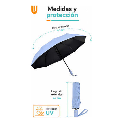 Paragua Parasol Lluvia Retractil Plegable 8 Varill Sombrilla