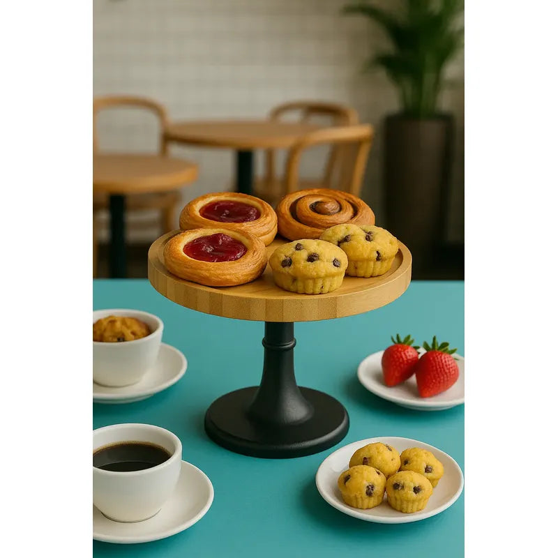 Soporte Torta Porta Cupcakes Base Reposteria Bambu 25,5 Cm Bambú