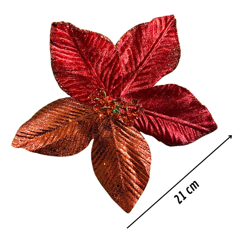 X12 Flores Navideñas Adornos De Navidad Decoración Rojo Rojo Floreado