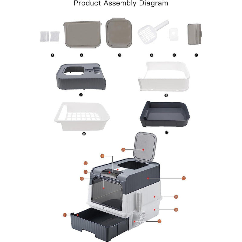 Arenero Xl Baño Sanitario Gatos + Arena Sanitaria Gatos 5kg