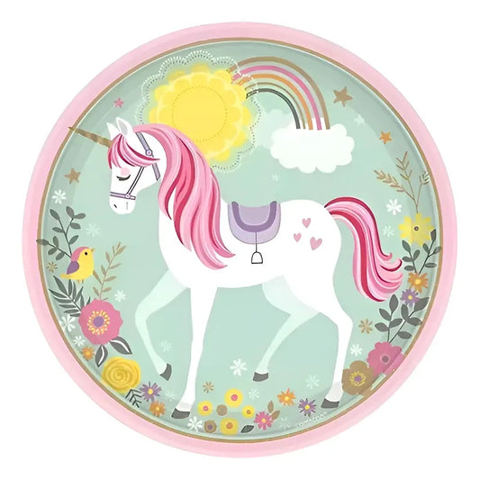 10 Platos Cumpleaños Platos Desechable Cumpleaños Unicornio Multicolor X10 Platos Unicornio