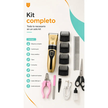 Maquina Cortar Pelo Perros Gatos Mascotas Peluqueria Kit Dorado Pequeño