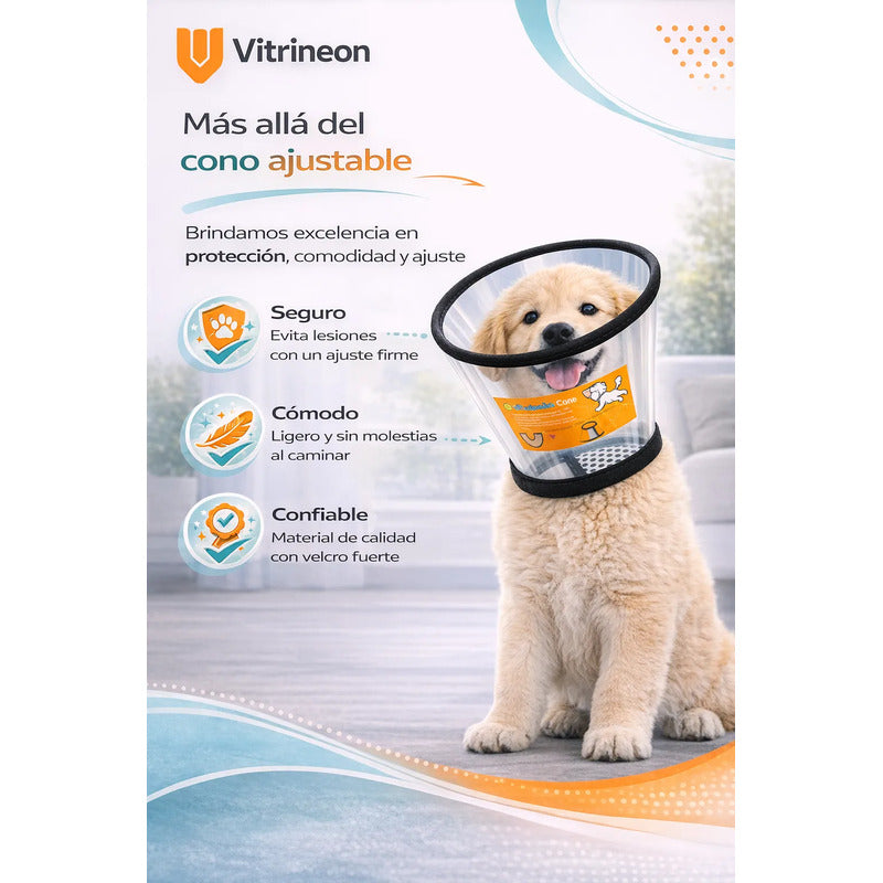Collar Isabelino Perro Gato Cono Ajustable Transparente 3