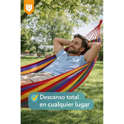 Columpio Colgante Multicolor Exterior Camping Playa Viaje Rojo Brillante Tonalidad Intensa Tela Durable Estilo Tropical Veraniego Jardín Terraza Patio Camping Relax Ext Hamaca Descanso Exterior...