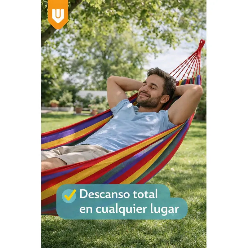 Hamaca Colgante Terraza Jardin 1 Plaza Poliéster 120kg Linea Descanso Exterior Terraza Patio Camping Relax Verano Hogar Jardin Tela Resistente Estilo Tropical Portable Rojo Carmesí Vibrante...