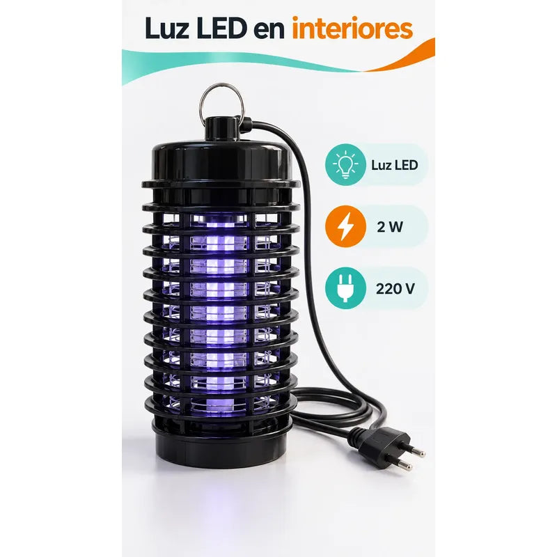 Lampara Mata Mosquitos Moscas Zancudos Luz Ultravioleta Negro Mata Mosquitos Matamosquitos Mata Zancudos Lámpara Eléctrica Led Negra Rejilla Exterior Cable 220 V Interior