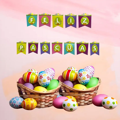 Banderin Feliz Pascuas Decoracion Pascuas Feliz Pascuas Multicolor Banderín Pascua