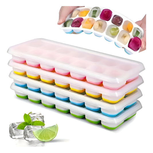 Molde De Hielo Cubetera De Silicona Hielera Con Tapa Hielo