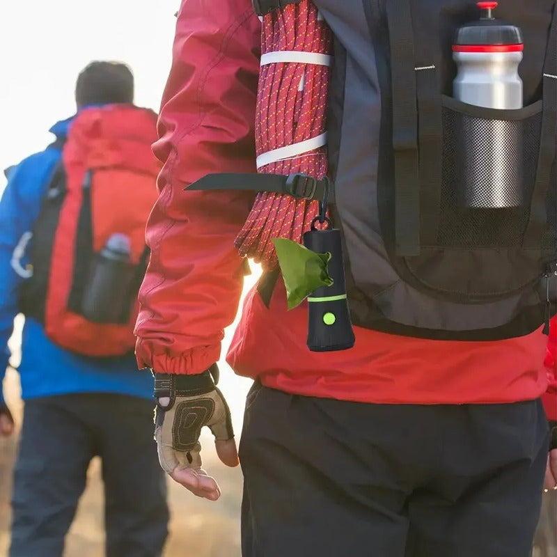 2 Dispensador Bolsas Mascotas Popo Caca Rollo Bolsas Luz Led Negro Dispensador Bolsas Mascota Linterna Led Porta Rollo Excremento Perro Gato Plastico 10 X 4 Cm Incluye Bolsas Premium