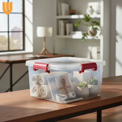 8 Caja Organizadora Transparente Aplilable Almacenamien 6.5l Caja Organizadora Plastico Transparente 6.5l Apilable 28x20x15cm Tapa Multiuso Hogar Oficina Almacenaje Contenedor 5kg Lisa
