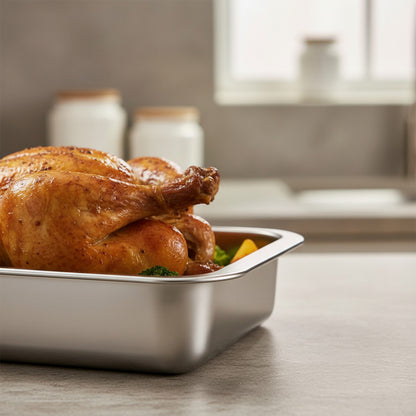 Bandeja Horno Acero Inoxidable Hornear Alimentos 40x30x2cm Color Plateado Plateado