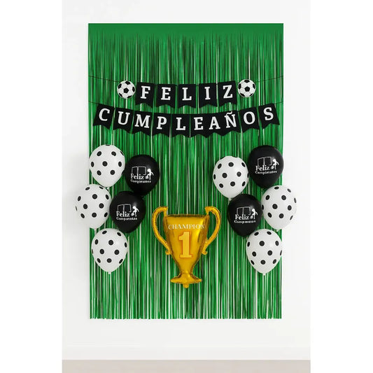 Set 17 Globos Futbol Decoracion Futbol Champions Metalico Multicolor