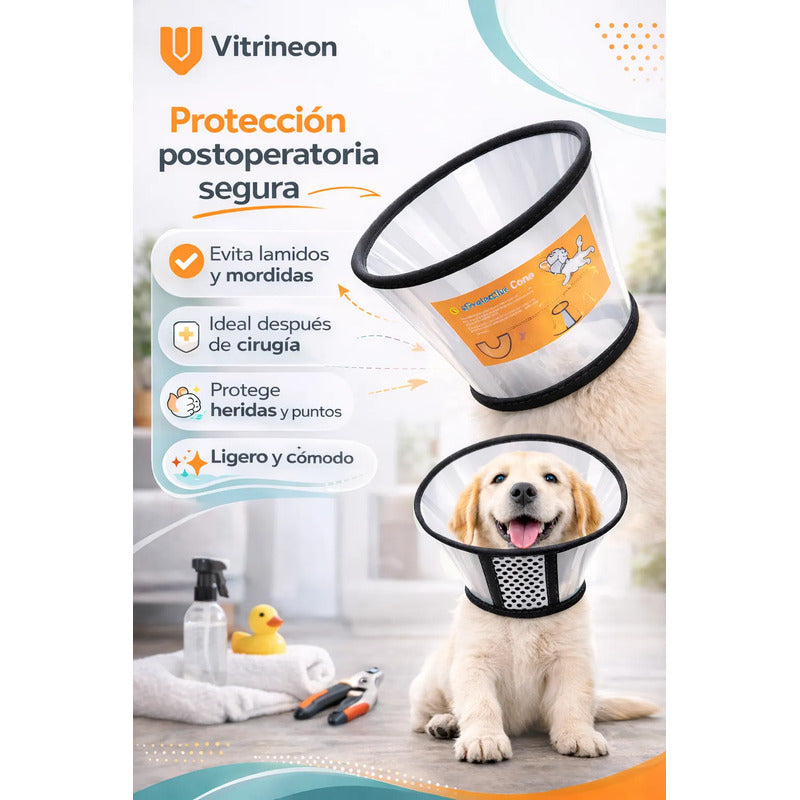 Collar Isabelino Perro Gato 10cm Cono Ajustable Transparente