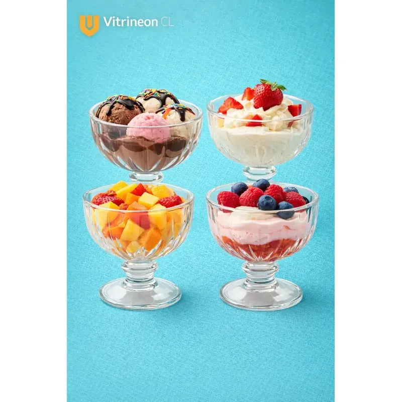 6 Copas Helado Vidrio 200ml Postre Dulces Transparente Set Transparente Cristal Brillo Elegante Moderno Premium Visualizacion Completa Contenido Postres Helados Dulces Mesa Decorativa Hogar