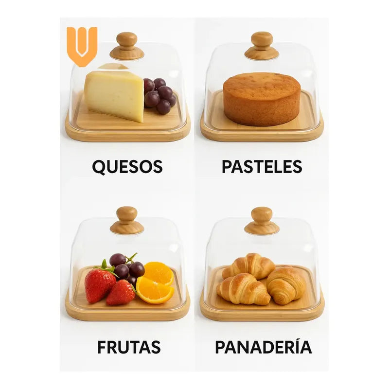 Base Cuadrada Bambu Ecologico Tortas Cupcakes 30x30cm Eco Ba Bambú