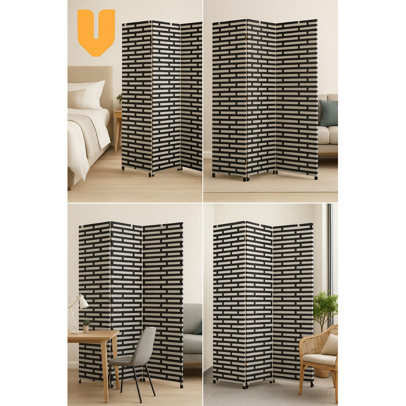 Biombo Premium Vitrineon Cl Ratán 4 Paneles 170 Cm Ancho Ele