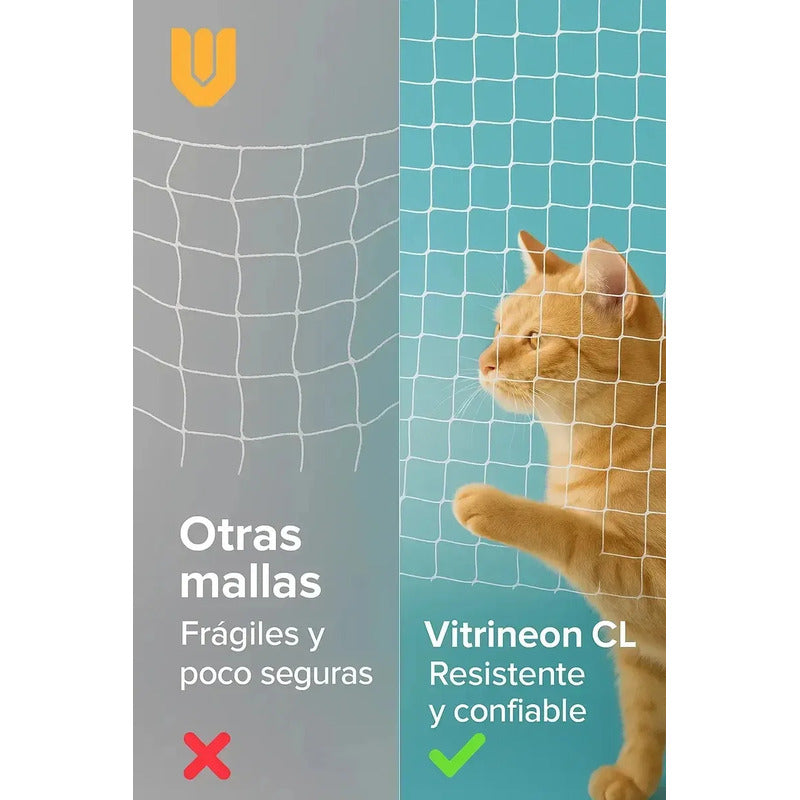 Malla Resistente Balcón Mascotas Nailon Transparente 4x3 Mts Blanco