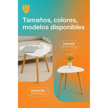 Vitrineon Set Mesas Centro Nordicas Mdf Madera Blanco Minima Blanco