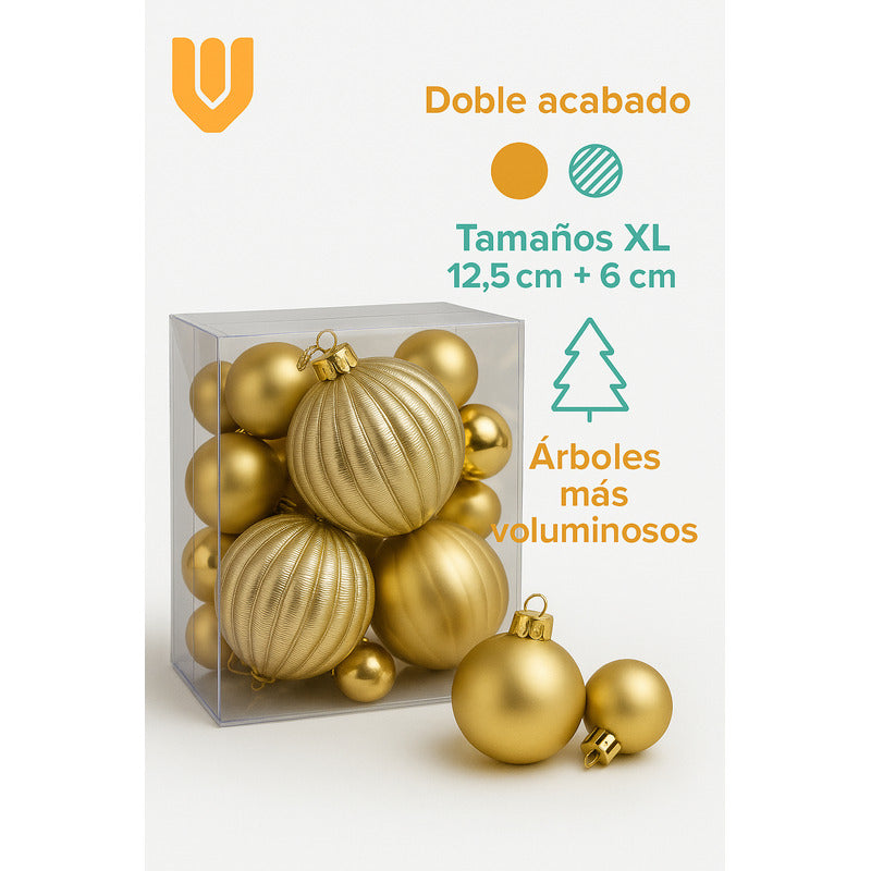 Set 28 Esferas Plástico 12 5 Cm Extra Brillo Navidad Premium