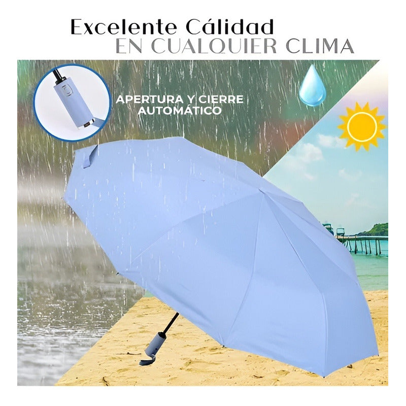 Parasol Retractil Plegable Lluvia 8 Varill Adulto Clasico