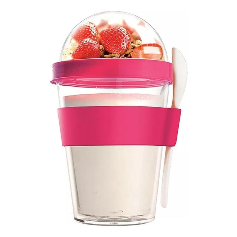 Vaso Snack Acrilico Vaso Con Cuchara Yogurt Cereal 350ml