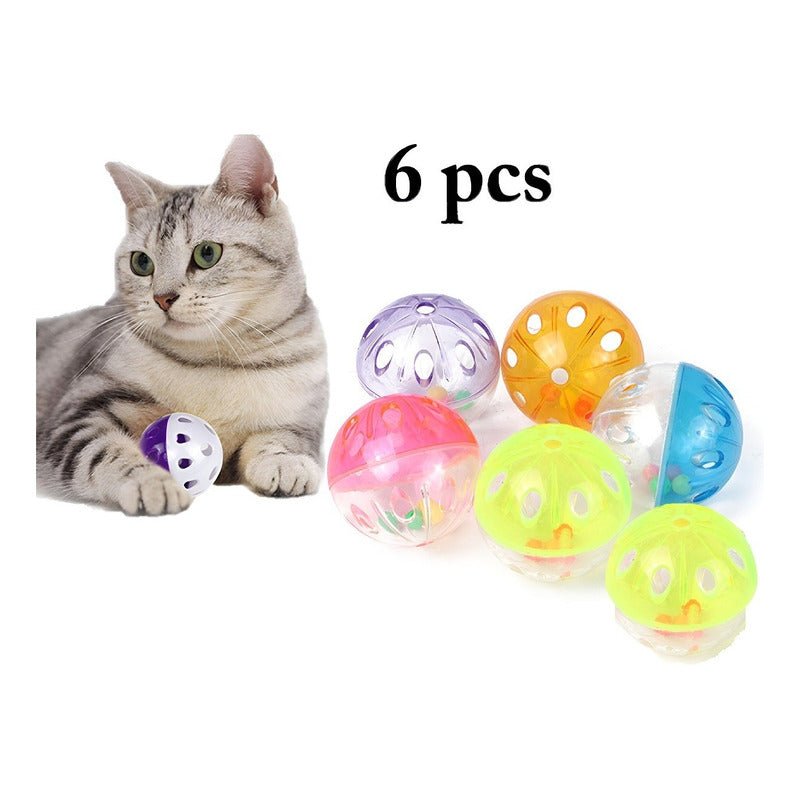 Juguete Pelota Gatos Juguete Interactivo Gato Roro Pelota Cascabel De Colores 6pcs