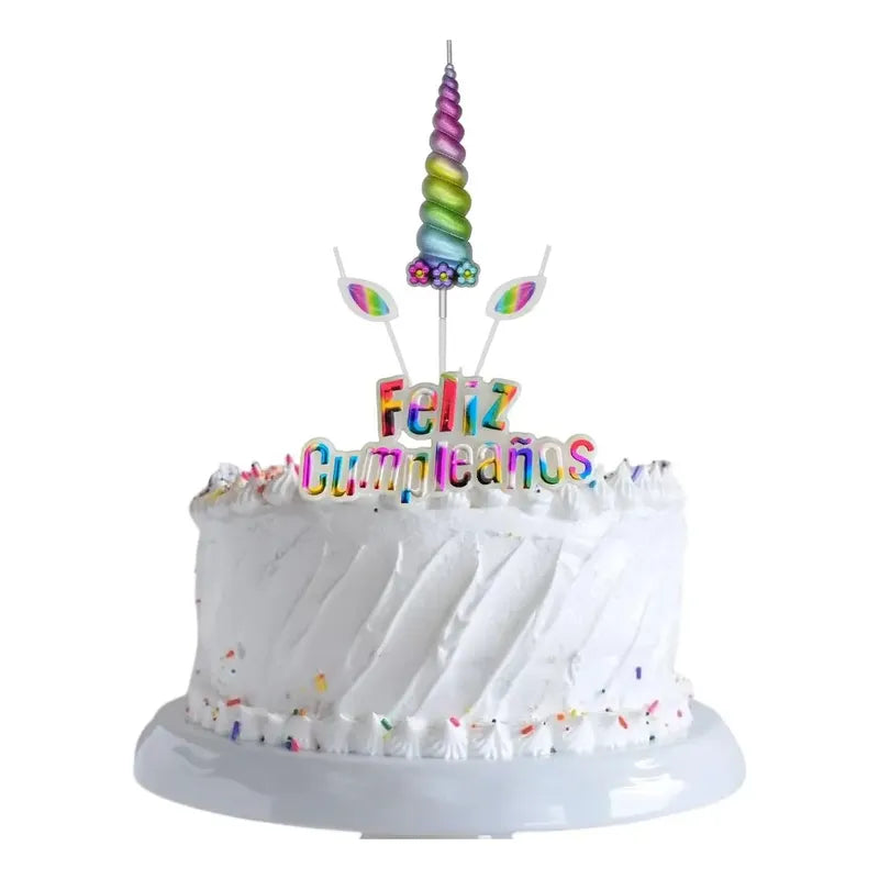 Set 4 Velas De Cumpleaños Adornos Para Tortas Unicornio