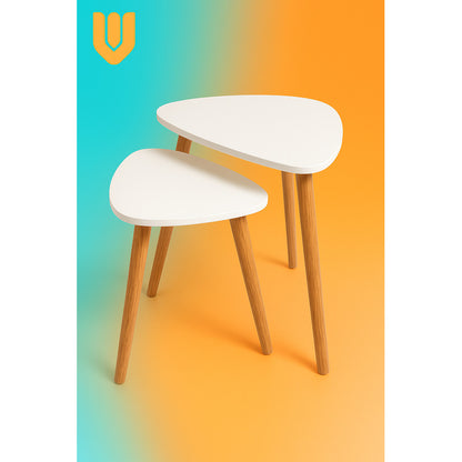 Set Mesas Centro Modernas Blancas Living Comedor Minimalista Blanco