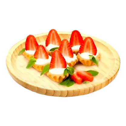 Juego De Vajilla Platos Redondos Bambú Platos Madera 25cm Marrón Claro Tabla Redonda 25cm