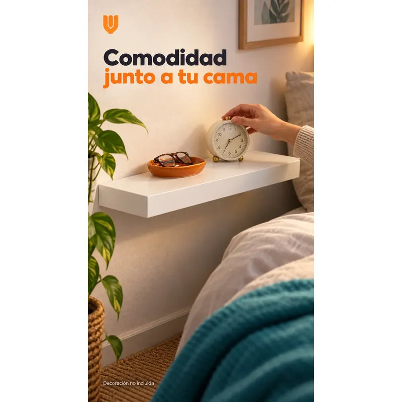 Repisa Flotante Rectangular 60cm Mdf Blanca Estante Pared Blanco Repisa Flotante Blanca Mdf Estante Mural Soporte Oculto Decoración Organización Hogar Dormitorio Living Oficina 60cm