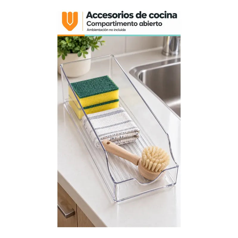 6 Organizadores Refrigerador Despensa Acrílico 35cm Cocina Blanco