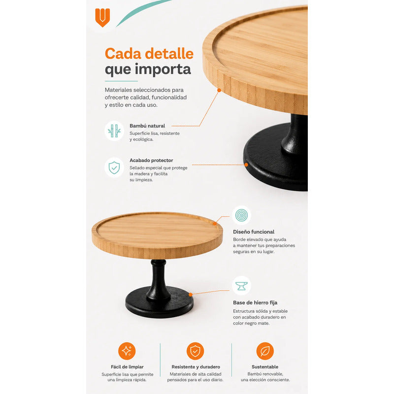 Base Torta Pedestal Cupcakes Stand Bambú Redondo Eventos Bambú Natural Tono Madera Claro Cálido Acabado Ecológico Premium Visible Estilo Nórdico Elegante Fiesta Postres Cupcakes